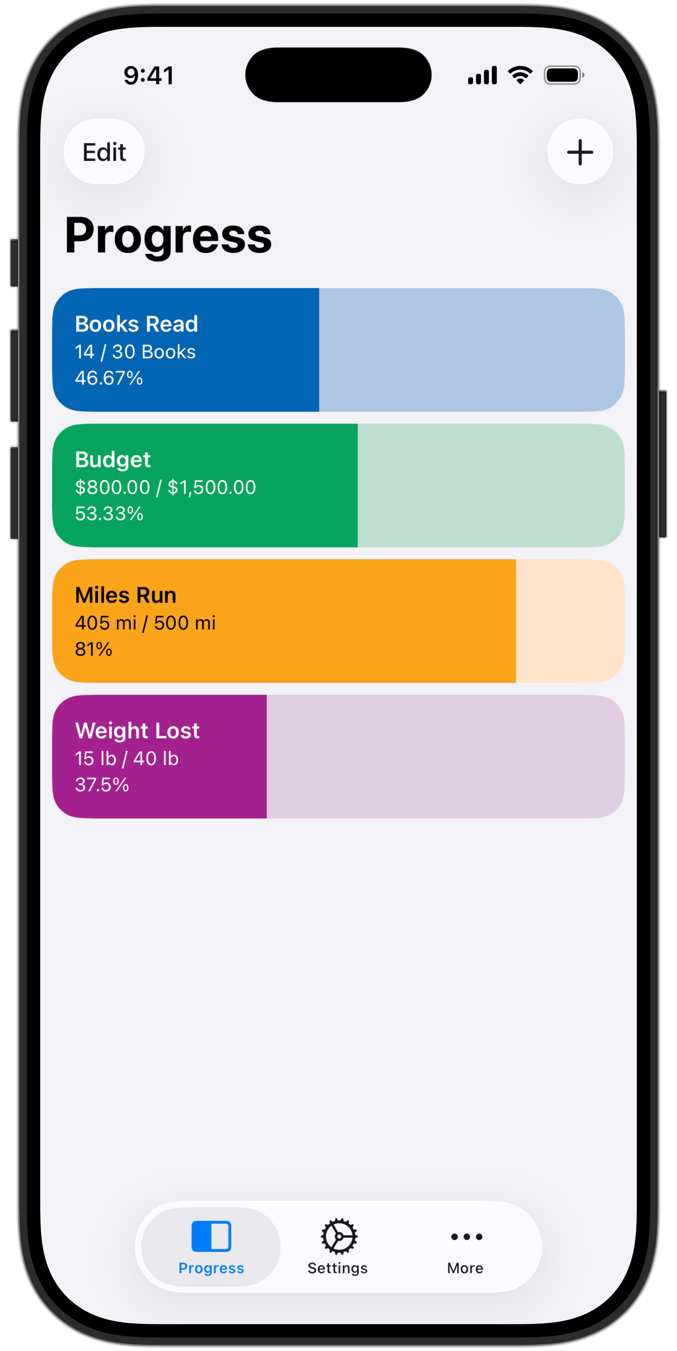 Progress iOS App Screenshot